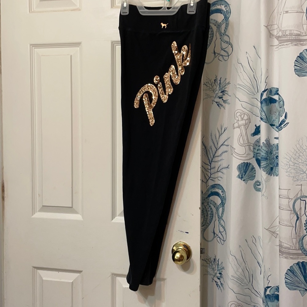 Pink VS Sequin bling yoga pants